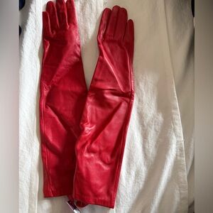 Elegant Red Leather Gloves